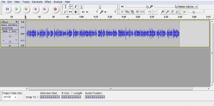 Интерфейс Audacity: многодорожечный звуковой редактор с визуализацией формы волны.